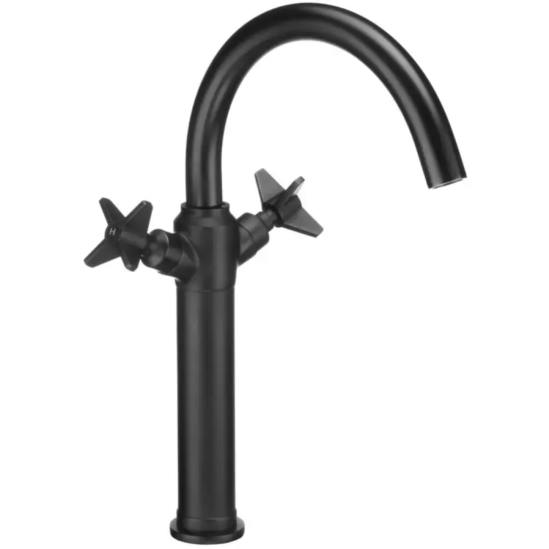 Direktkauf Waschtischarmatur mit erhöhtem Fuß TEMISTO-30 Schwarz, inkl. Klick-Klack-Ventil, B/H/T: 17,2/35,4/22,3 cm
