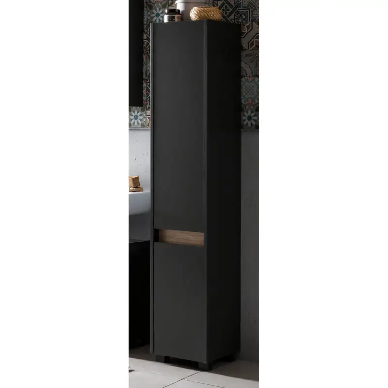 Hochschrank CORATO-80 in Anthrazit mit Absetzung in Wildeiche Nb., B/H/T: ca. 30,2/164,5/33 cm Bestseller
