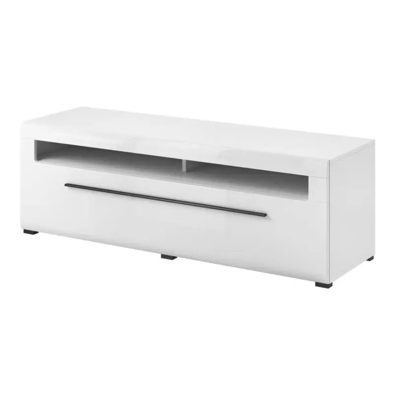 Lowboard weiß 140 cm breit TURDA-83 Hochglanz Oberfläche inkl. LED Beleuchtung, B/H/T: ca. 140/52/50 cm Günstig
