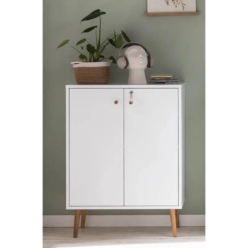 Aktenschrank Büro abschließbar JASLO-80 in Kreideweiß, B/H/T: ca. 65,2/85,5/39 cm Sofort Bestellen