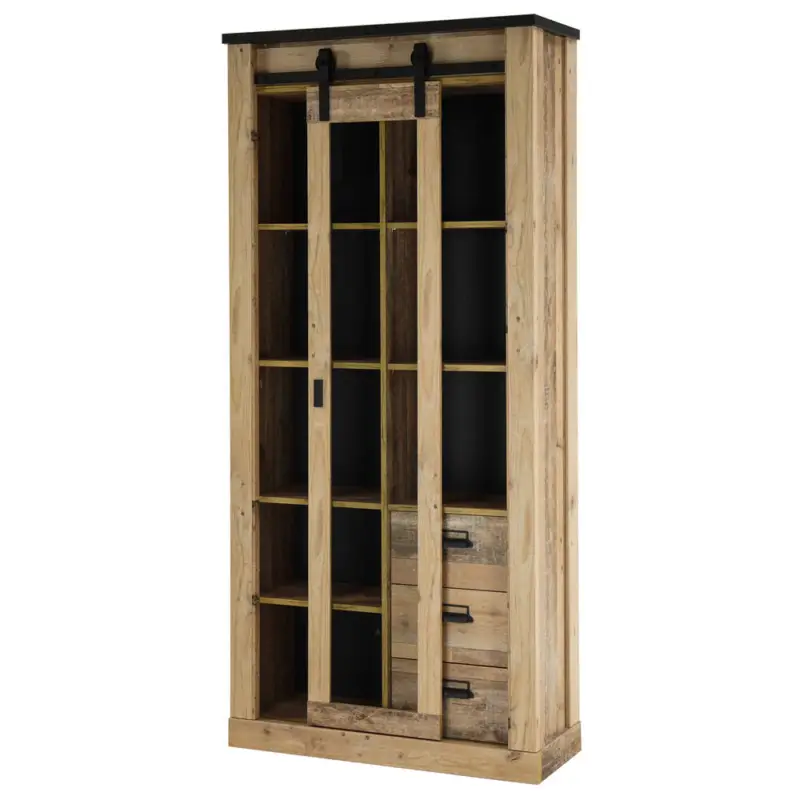 Abverkauf Vitrine SHELTON-61 in Old Style hell Nb. mit anthrazit, B/H/T: ca. 93/201/38 cm