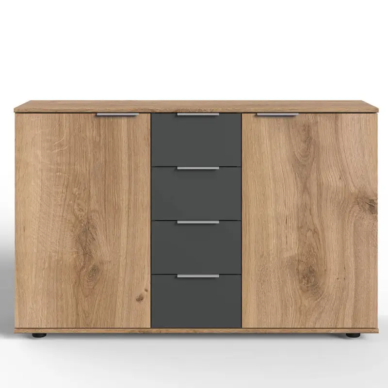Jetzt Bestellen Schlafzimmer Kommode mit 130 cm Breite in Eiche und graphit, mit 2 Türen & 4 Schubladen - VIESTE-43