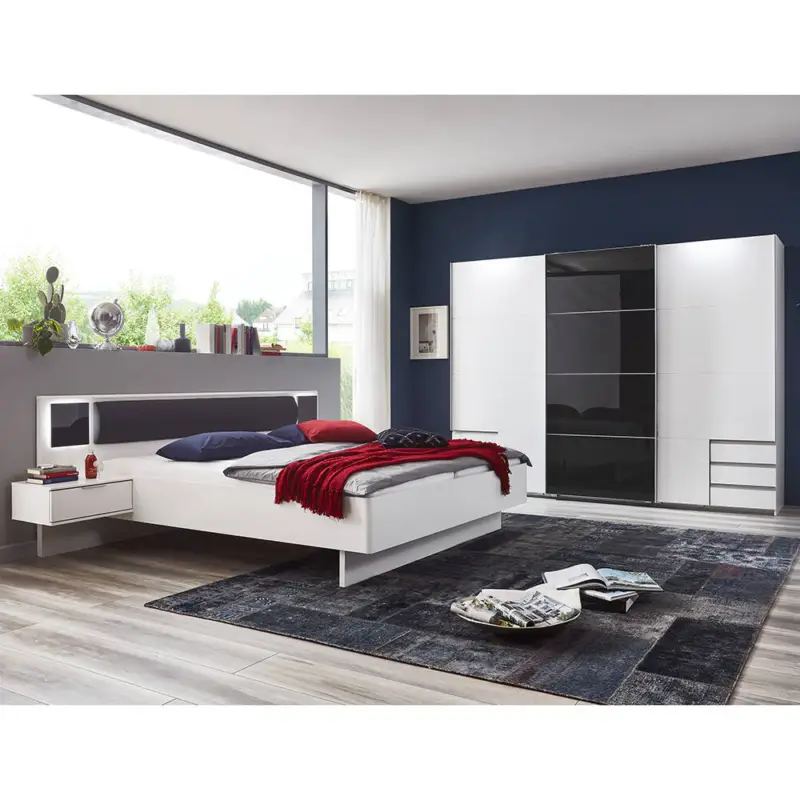 Zertifiziert Schlafzimmer Set 2-teilig VIESTE-43 mit Bett 160x200 in weiß mit graphit