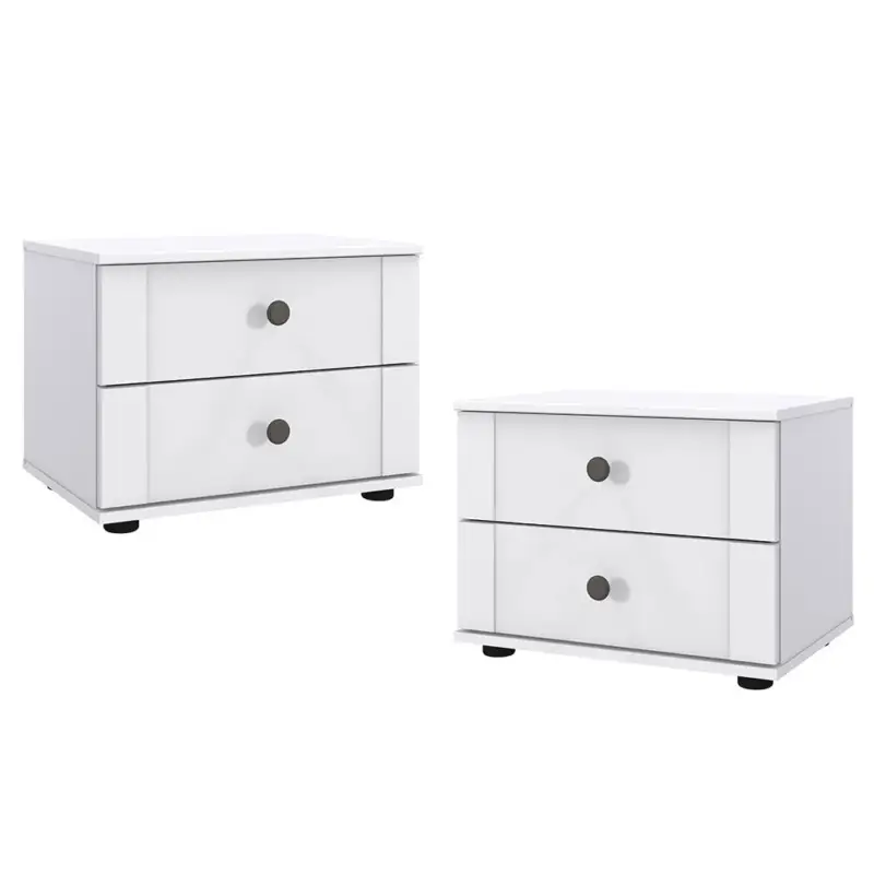 Abverkauf Nachttisch 2er Set, je 2 Schubladen, weiß,CROPANI-43