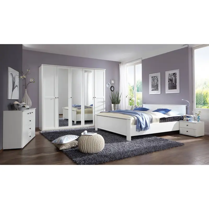 Schlafzimmer Set 5-teilig CROPANI-43 mit Bett 160x200 in weiß Letzte Chance