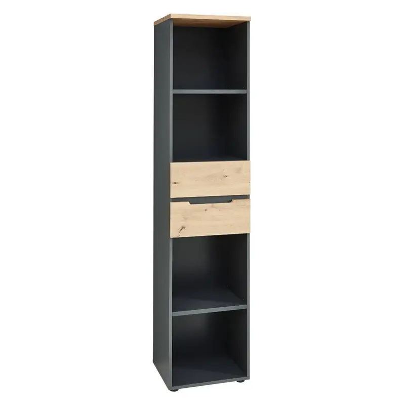 Aktenregal mit 2 Schubladen, 45cm breit, graphit mit Eiche, MANRESA-36 Neu Im Sortiment