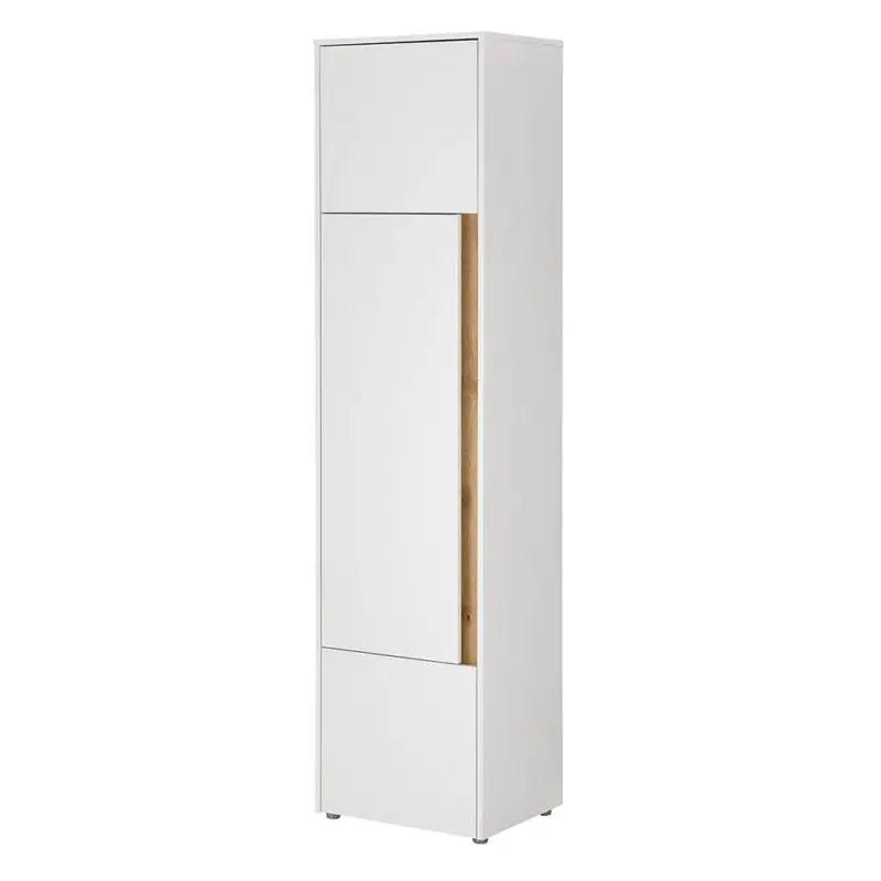 Zertifiziert Stauraumschrank 200cm hoch, weiß mit Eiche, CRISP-61