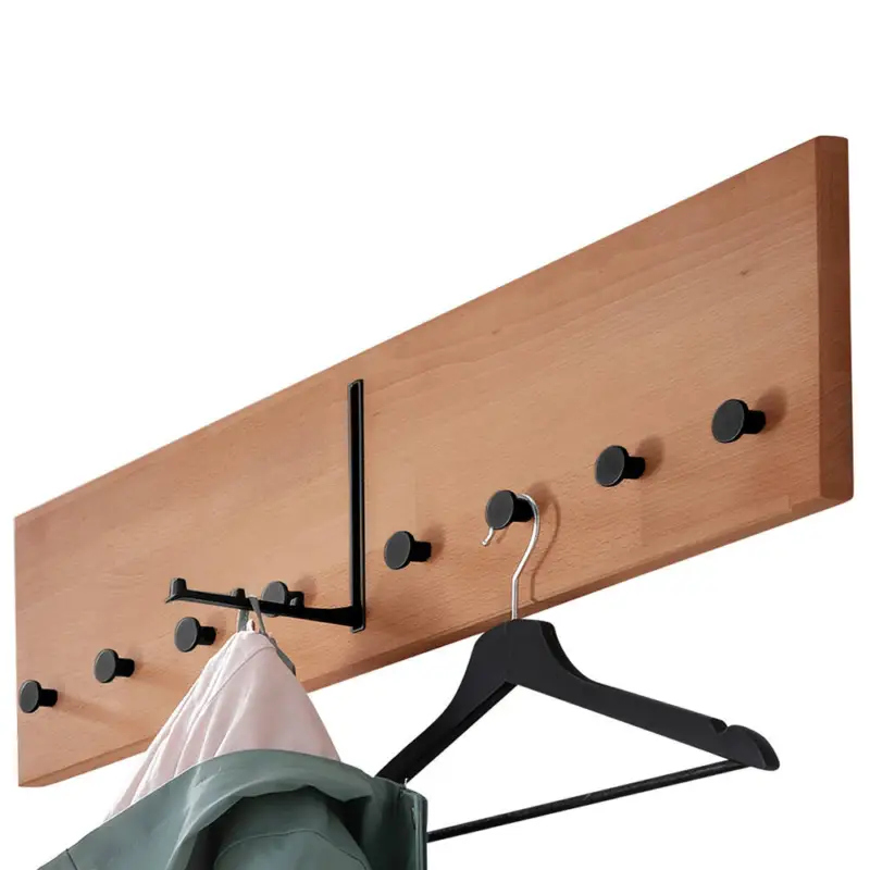 Garderobenpaneel mit 1 Klapphaken 80 cm Buche massiv CUENCA-137 Geprüft