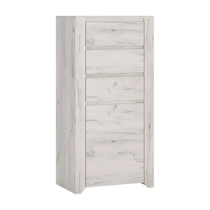 Zertifiziert Highboard, weiß Eiche, AMANTEA-129