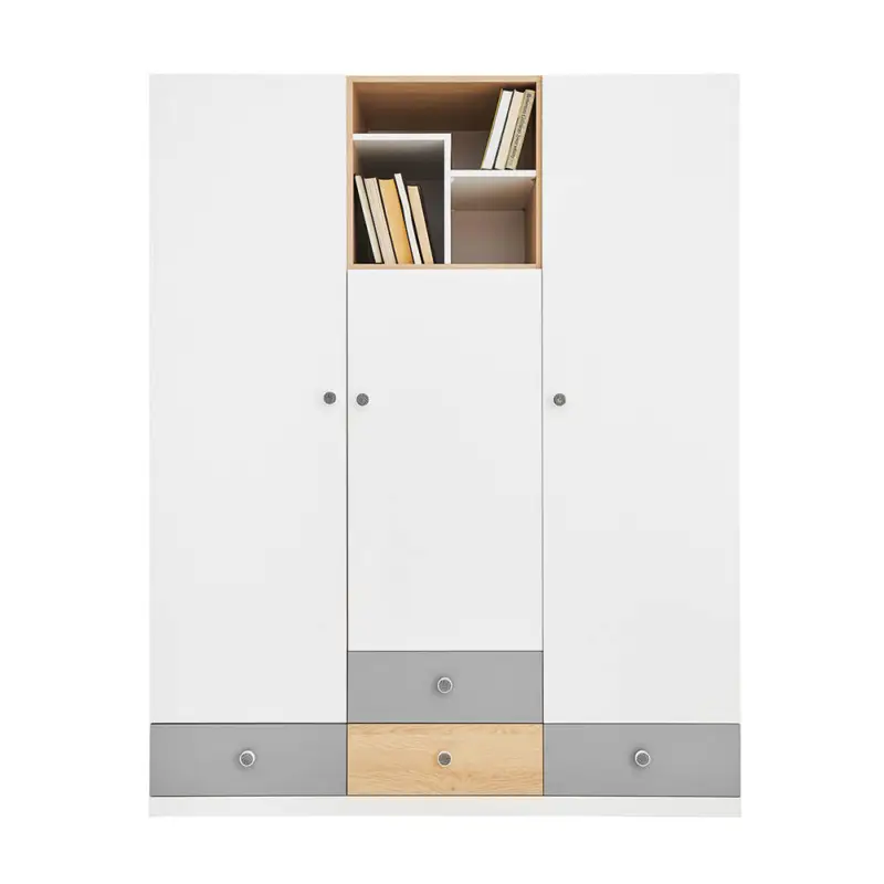 Finale Aktion Jugendzimmer Kleiderschrank, 3-türig, Eiche mit weiß und grau PINETO-133