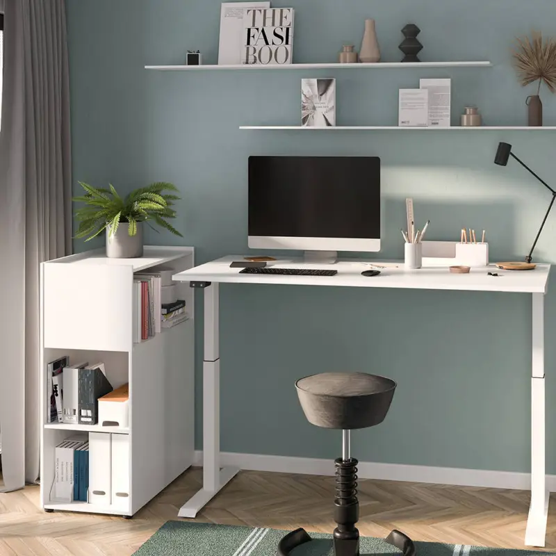 Büromöbel Set 2-teilig MEMPHIS-01 mit Schreibtisch 140x80cm in weiß Günstig