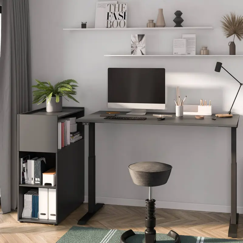 Angebot Büromöbel Set 2-teilig MEMPHIS-01 mit Schreibtisch 120x80cm in graphit