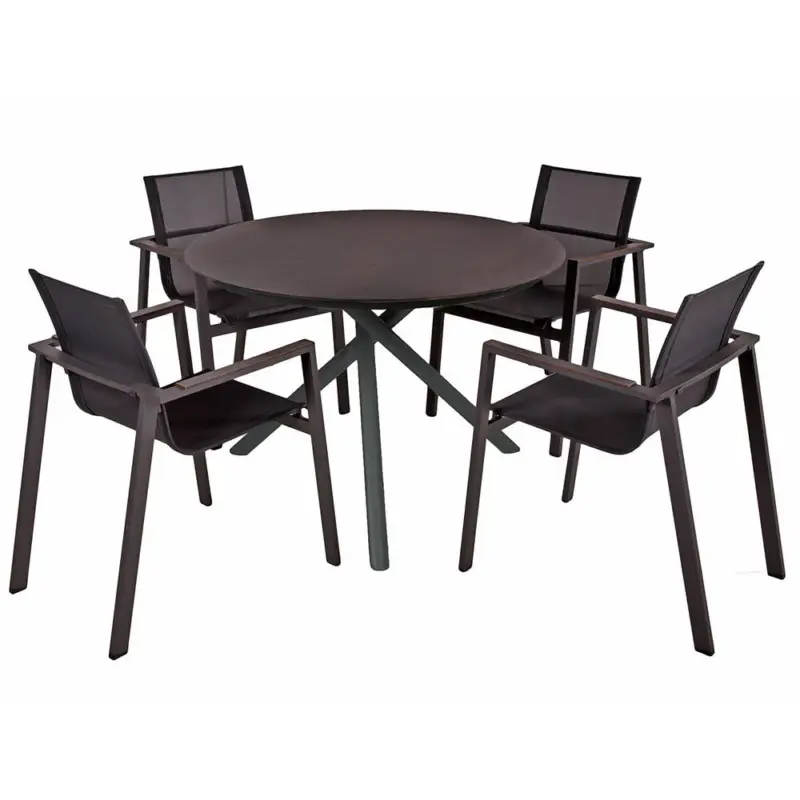 Mega-Angebot Garten Tischgruppe 5-tlg. mit runder Tischplatte 110cmin anthrazit, MAINAU-120