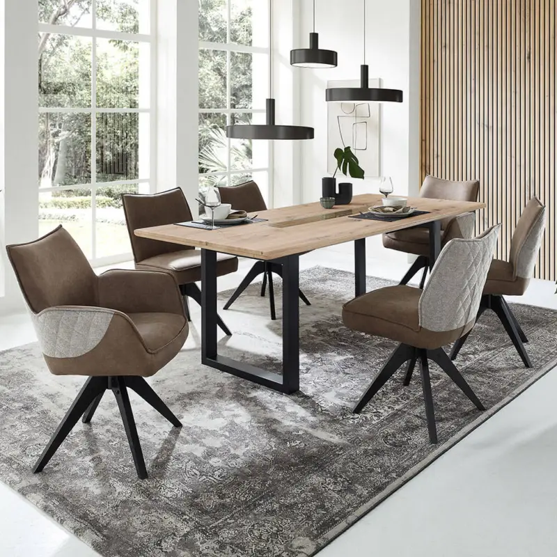Günstig Esstischgruppe 7-teilig, Tisch 180x100cm, 6 Stühle, FALLON-55