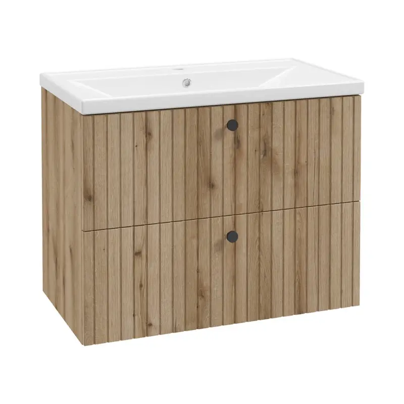Waschtischunterschrank mit Waschbecken 80 cm Eiche RIVA-107 Geprüft