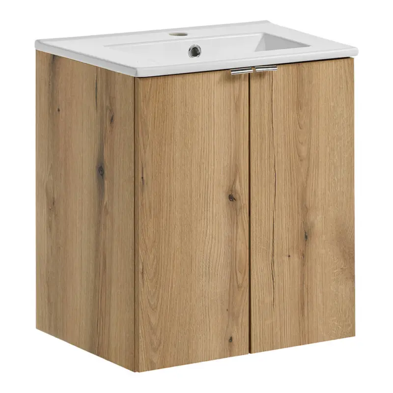 Abverkauf Waschtisch 50cm mit Keramik-Waschbecken, Eiche, NEWPORT-56-OAK