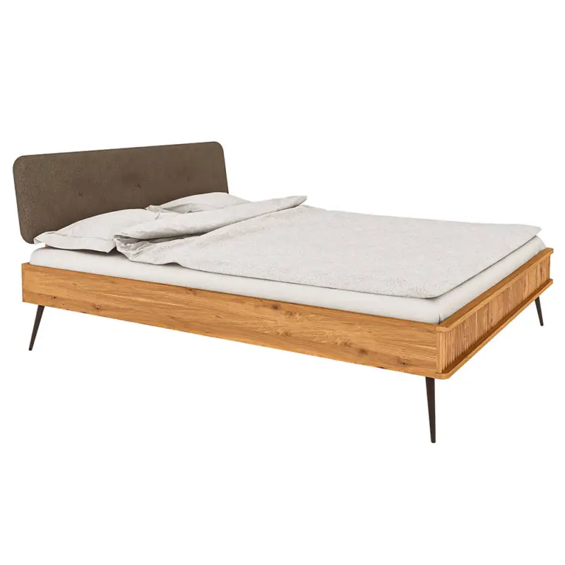 Markenprodukt Bettgestell 180x200 cm mit Polsterkopfteil, in Eiche massiv geölt, KABALA-165