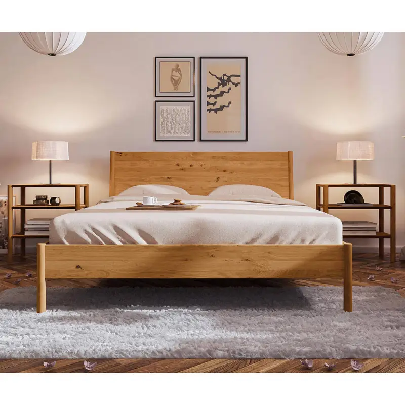 Abverkauf Schlafzimmer Set 3-teilig PORI-165 mit Bett 180x200 in Wildeiche massiv geölt