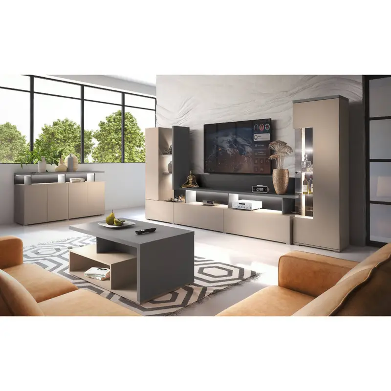 Wohnzimmer Set 4-teilig in beige mit anthrazit, SELCE-83 Direktkauf