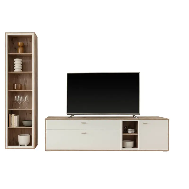 Wohnwand in Eiche und weiß modern, 2-teilig - SAGUNTO-05 Sale