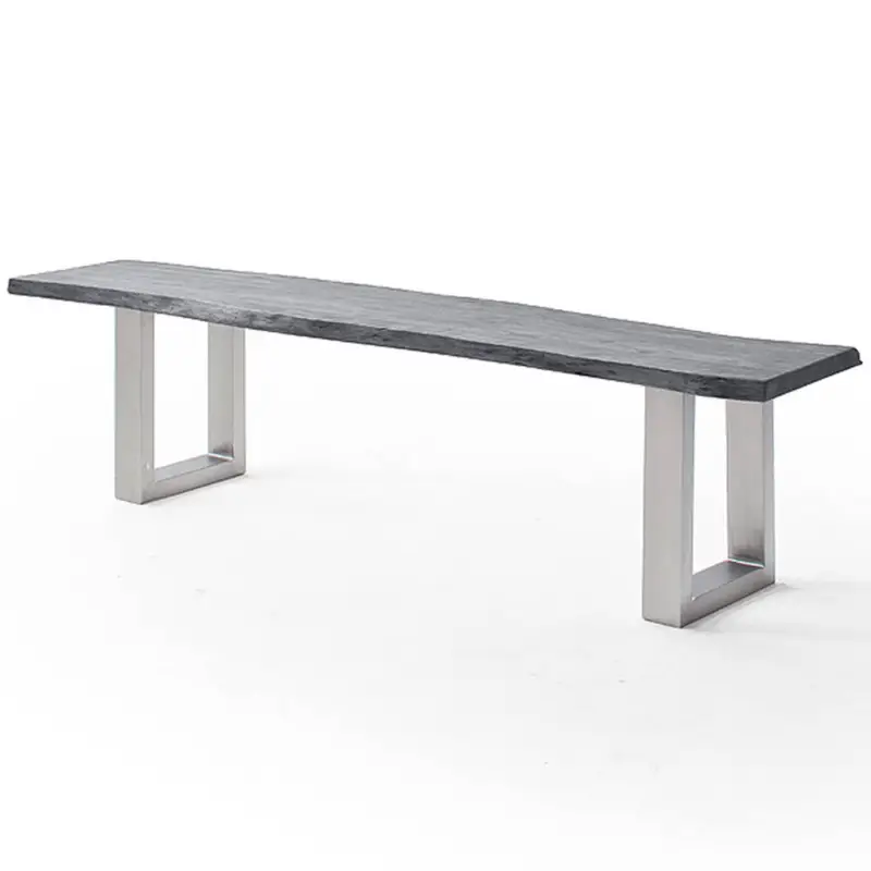 Zertifiziert Esszimmer Sitzbank mit 200 cm Breite, Akazie massiv, grau sandgestrahlt - COSENZA-06