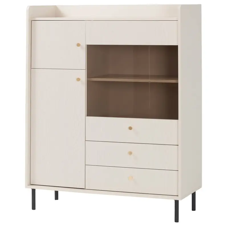 Garantierte Lieferung Wohnzimmer Kommode in sandbeige, 3-türig & 2 Schubladen - GORICA-133