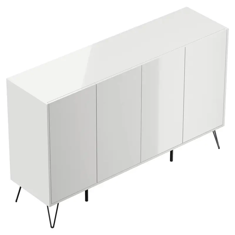 Günstig Sideboard mit 155 cm Breite in weiß Hochglanz, mit 4 Türen - INDIANAPOLIS-02