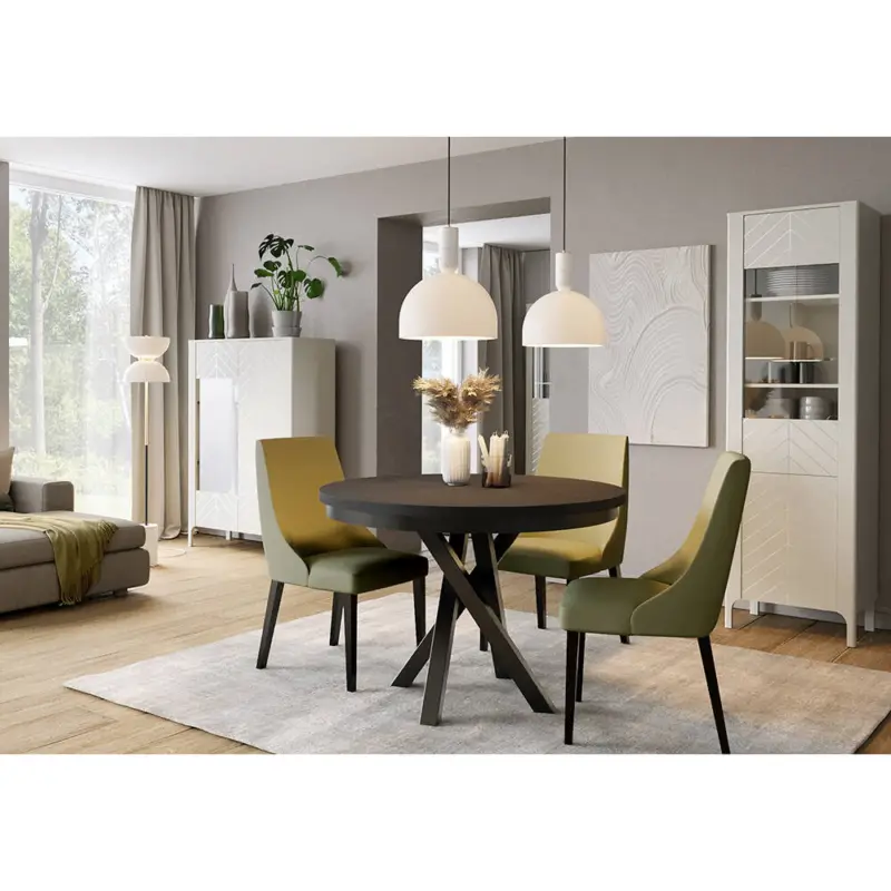 Esszimmer-Set in Kaschmir mit Vitrine, Highboard und Esstisch, 3 teilig MAZARA-161 Neue Kollektion