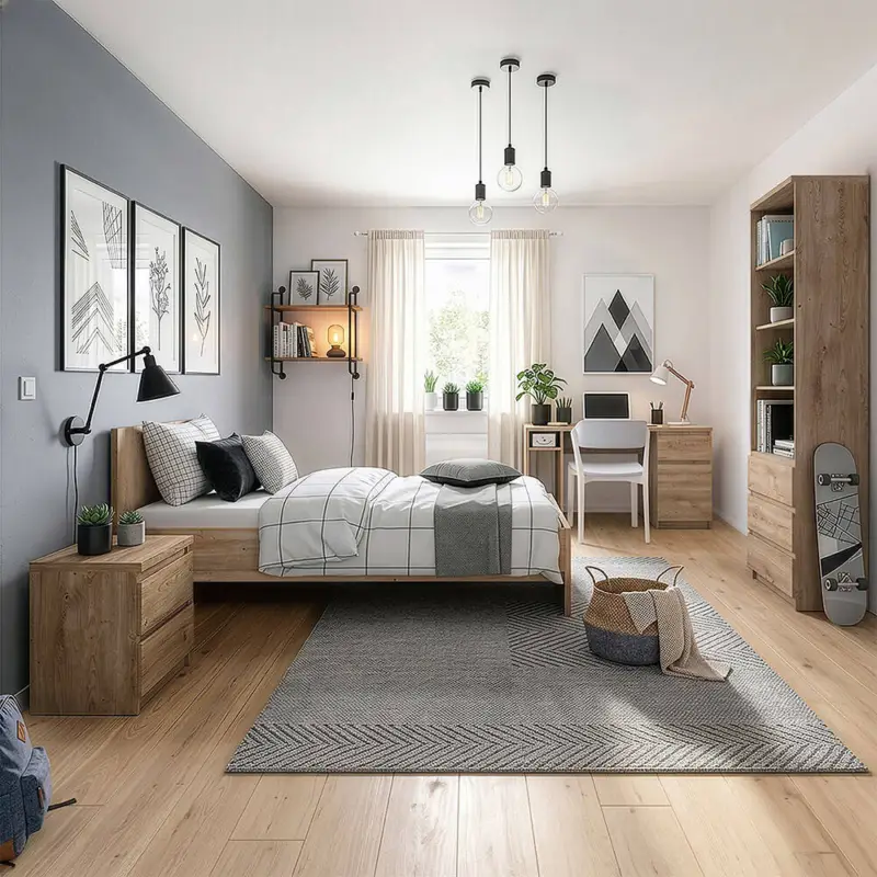 Letzte Chance Jugendzimmer-Set mit Bett & Schreibtisch in Eiche, modern, 4-teilig - FORTALEZA-129