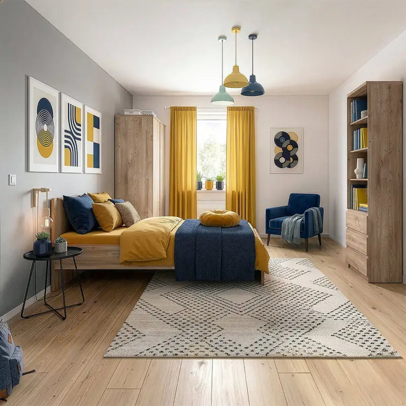 Neu Im Sortiment Jugendzimmer-Set mit Bett & Kleiderschrank in Eiche, modern, 3-teilig - FORTALEZA-129