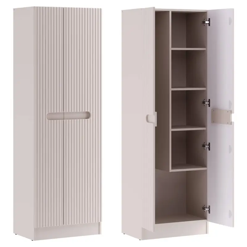 Rabatt Badezimmer Hochschrank mit 60 cm Breite in kaschmir, 2 Türen, geringe Tiefe - NEWPORT-56-CASHMERE