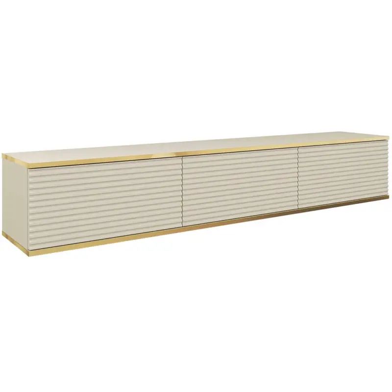 Highlight Wohnzimmer Lowboard mit 175 cm Breite in Beige mit Rillenfront, 3 Klappen - OLOVO-160