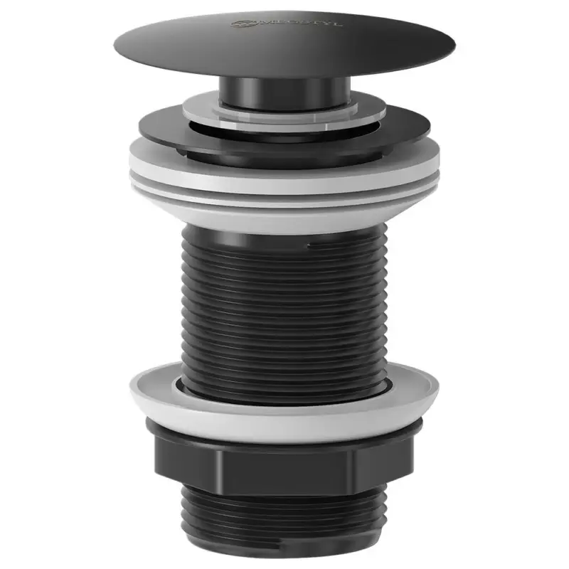 Ablaufventil Click-Clack Ventil aus Edelstahl ohne Überlauf in Schwarz matt - FAUCET-140 Neuheit