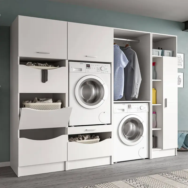 Preisreduziert Waschmaschinenumbau-Set in weiß, 4-teilig mit Platz für 1 Waschmaschine - FIASTRA-158