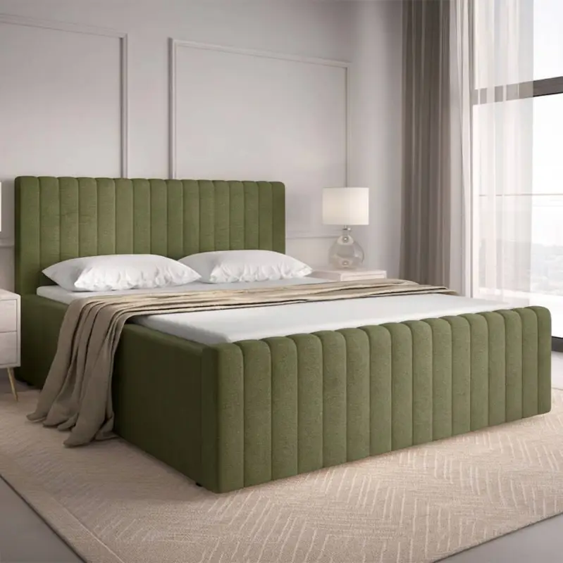 Polsterbett 180x200 in Grün, modernes Design & edle Steppung, mit Lattenrost und Bettkasten - BERNALDA-166 Direkt Vom Hersteller