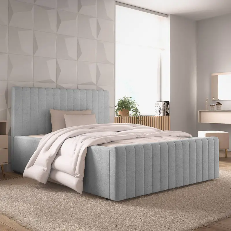 Polsterbett 140x200 in Grau, modernes Design & edle Steppung, mit Lattenrost und Bettkasten - BERNALDA-166 Jetzt Kaufen