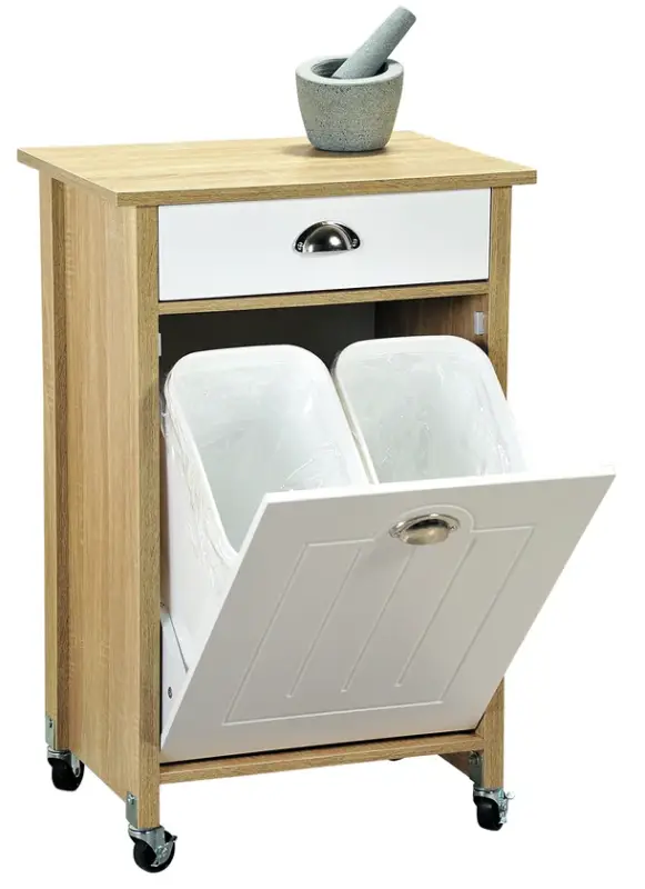 KESPER Küchenwagen mit Mülleimer Weiß 37 x 50 x 79 cm Expressversand
