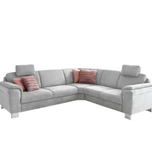 Bestseller Ecksofa Amiens Stoffbezug Silber ca. 276 x 245 cm