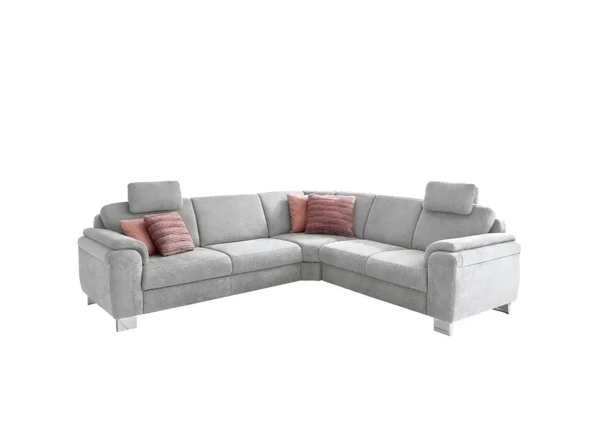 Bestseller Ecksofa Amiens Stoffbezug Silber ca. 276 x 245 cm