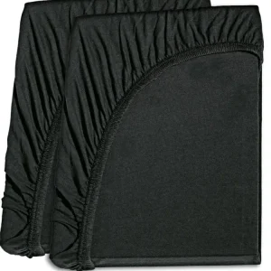 2er Set - Jersey-Spannbetttuch Baumwolle Schwarz ca. 90 x 200 cm Begrenztes Angebot