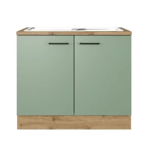 Highlight Spülenunterschrank Cara Schilfgrün/Artisan Eiche NB 100cm