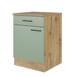 Neu Unterschrank Cara Schilfgrün/Artisan Eiche NB 60cm
