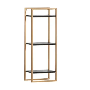 Wandregal Puerto 29x75x18 cm Schwarz/Goldfarben Sale