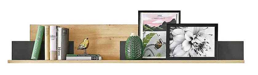 Direktkauf Wandboard Como 150x25x17 cm Anthrazit matt lack / Asteiche-Dekor
