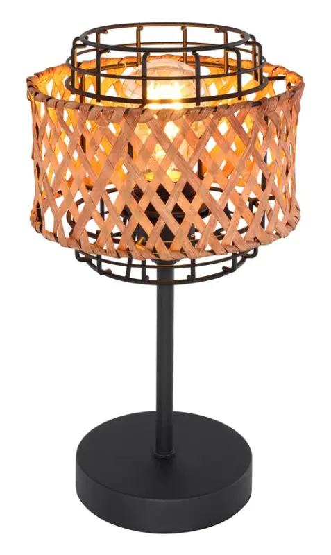 Nur Heute GINA Tischlampe braun, schwarz 15668T, D/H: 17 x 32 cm, Metall, Holz