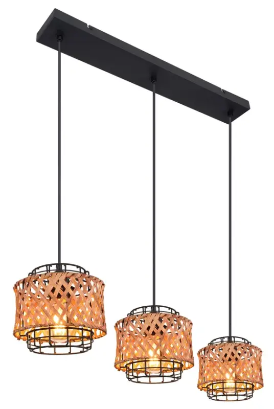GINA Pendellampe braun, schwarz 15668-3H, D/H: 17 x 20 cm, Metall, Holz Sale