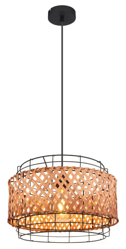 Angebot GINA Pendellampe braun, schwarz 15668H1, D/H: 35 x 120 cm, Metall, Holz