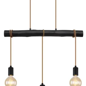 Bestpreis Pendellampe schwarz 15539-3HB, B/H/T: 60 x 120 x 5 cm, Metall, Holz