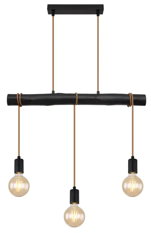 Bestpreis Pendellampe schwarz 15539-3HB, B/H/T: 60 x 120 x 5 cm, Metall, Holz