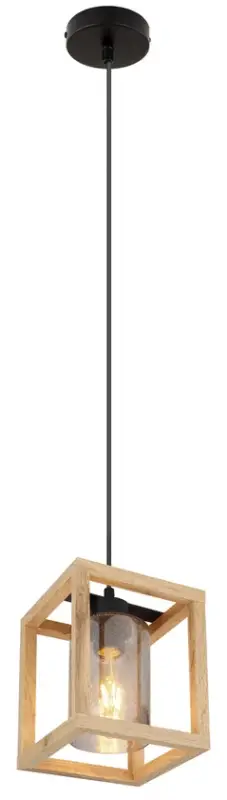 Bestpreis PETTEY Pendellampe schwarz 15497H, B/H/T: 17 x 120 x 17 cm, Glas, Metall